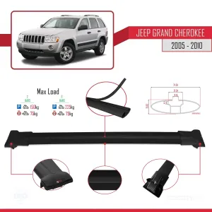 Jeep Grand Cherokee 2005-2010 Arası ile uyumlu FLY Model Ara Atkı Tavan Barı SİYAH - Görsel 4