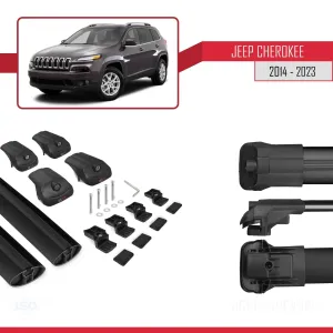 Jeep Cherokee (KL) 2014-2023 Arası ile uyumlu ACE-1 Ara Atkı Tavan Barı SİYAH thumb 5