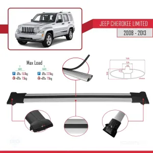 Jeep Cherokee (KK) 2008-2013 Arası ile uyumlu FLY Model Ara Atkı Tavan Barı GRİ - Görsel 4