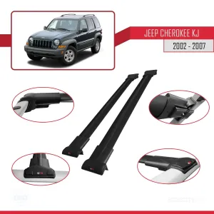 Jeep Cherokee (KJ) 2002-2007 Arası ile uyumlu FLY Model Ara Atkı Tavan Barı SİYAH - Görsel 5