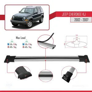 Jeep Cherokee (KJ) 2002-2007 Arası ile uyumlu FLY Model Ara Atkı Tavan Barı GRİ - Görsel 4