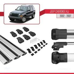 Jeep Cherokee (KJ) 2002-2007 Arası ile uyumlu ACE-1 Ara Atkı Tavan Barı GRİ 3 ADET BAR - Görsel 5