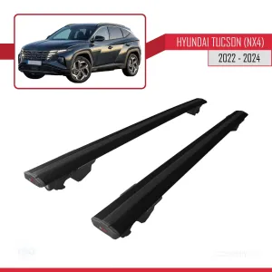 Hyundai Tucson 2022 ve Sonrası ile uyumlu HOOK Model Anahtar Kilitli Ara Atkı Tavan Barı SİYAH - Görsel 4