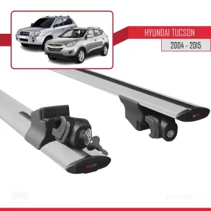 Hyundai Tucson 2004-2015 Arası ile uyumlu HOOK Model Anahtar Kilitli Ara Atkı Tavan Barı GRİ - Görsel 5