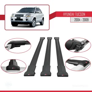 Hyundai Tucson (JM) 2004-2009 Arası ile Uyumlu FLY Model Ara Atkı Tavan Barı SİYAH 3 ADET BAR - Görsel 5