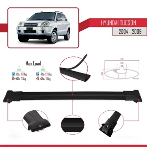Hyundai Tucson (JM) 2004-2009 Arası ile uyumlu FLY Model Ara Atkı Tavan Barı SİYAH - Görsel 4