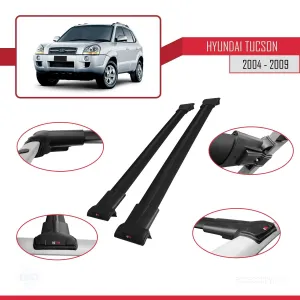 Hyundai Tucson (JM) 2004-2009 Arası ile uyumlu FLY Model Ara Atkı Tavan Barı SİYAH - Görsel 5