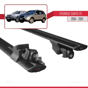 Hyundai Santa Fe 2001-2012 Arası ile uyumlu HOOK Model Anahtar Kilitli Ara Atkı Tavan Barı SİYAH - Görsel 5