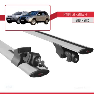 Hyundai Santa Fe 2001-2012 Arası ile uyumlu HOOK Model Anahtar Kilitli Ara Atkı Tavan Barı GRİ - Görsel 5