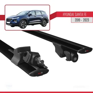 Hyundai Santa Fe (TM) 2019-2023 Arası ile uyumlu HOOK Model Anahtar Kilitli Ara Atkı Tavan Barı SİYAH - Görsel 5