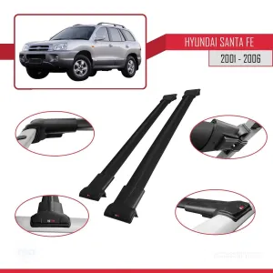 Hyundai Santa Fe (SM) 2001-2006 Arası ile uyumlu FLY Model Ara Atkı Tavan Barı SİYAH - Görsel 5