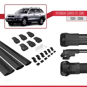 Hyundai Santa Fe (SM) 2001-2006 Arası ile uyumlu ACE-1 Ara Atkı Tavan Barı SİYAH 3 ADET BAR thumb 5