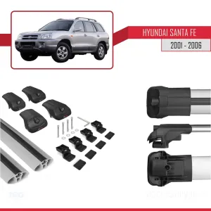 Hyundai Santa Fe (SM) 2001-2006 Arası ile uyumlu ACE-1 Ara Atkı Tavan Barı GRİ - Görsel 5
