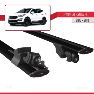 Hyundai Santa Fe (DM) 2013-2018 Arası ile uyumlu HOOK Model Anahtar Kilitli Ara Atkı Tavan Barı SİYAH - Görsel 5