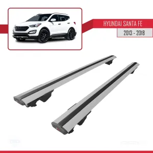 Hyundai Santa Fe (DM) 2013-2018 Arası ile uyumlu HOOK Model Anahtar Kilitli Ara Atkı Tavan Barı GRİ - Görsel 4