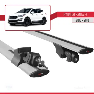 Hyundai Santa Fe (DM) 2013-2018 Arası ile uyumlu HOOK Model Anahtar Kilitli Ara Atkı Tavan Barı GRİ - Görsel 5