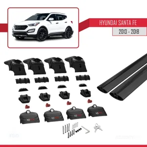 Hyundai Santa Fe (DM) 2013-2018 Arası ile uyumlu ACE-2 Ara Atkı Tavan Barı SİYAH - Görsel 5
