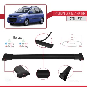 Hyundai Lavita / Matrix (FC) 2001-2010 Arası ile uyumlu FLY Model Ara Atkı Tavan Barı SİYAH 3 ADET BAR - Görsel 4