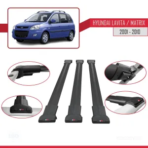 Hyundai Lavita / Matrix (FC) 2001-2010 Arası ile uyumlu FLY Model Ara Atkı Tavan Barı SİYAH 3 ADET BAR - Görsel 5