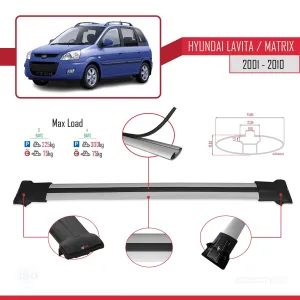 Hyundai Lavita / Matrix (FC) 2001-2010 Arası ile uyumlu FLY Model Ara Atkı Tavan Barı GRİ 3 ADET BAR - Görsel 4