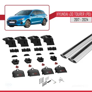 Hyundai i30 Tourer (PD) 2017 ve Sonrası ile uyumlu ACE-2 Ara Atkı Tavan Barı GRİ - Görsel 5
