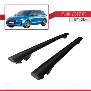 Hyundai i30 ESTATE 2017 ve Sonrası ile uyumlu HOOK Model Anahtar Kilitli Ara Atkı Tavan Barı SİYAH - Görsel 4