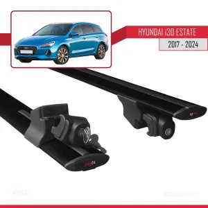 Hyundai i30 ESTATE 2017 ve Sonrası ile uyumlu HOOK Model Anahtar Kilitli Ara Atkı Tavan Barı SİYAH - Görsel 5