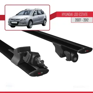 Hyundai İ30 ESTATE 2007-2012 Arası ile uyumlu HOOK Model Anahtar Kilitli Ara Atkı Tavan Barı SİYAH - Görsel 5