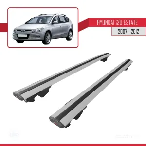 Hyundai İ30 ESTATE 2007-2012 Arası ile uyumlu HOOK Model Anahtar Kilitli Ara Atkı Tavan Barı GRİ - Görsel 4