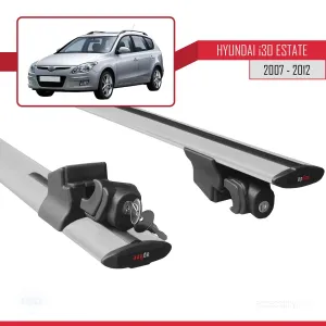 Hyundai İ30 ESTATE 2007-2012 Arası ile uyumlu HOOK Model Anahtar Kilitli Ara Atkı Tavan Barı GRİ - Görsel 5