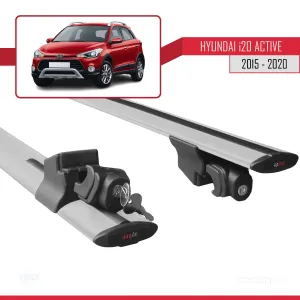 Hyundai i20 Active 2015-2020 Arası ile uyumlu HOOK Model Anahtar Kilitli Ara Atkı Tavan Barı GRİ - Görsel 5