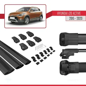 Hyundai i20 ACTIVE 2015-2020 Arası ile uyumlu ACE-1 Ara Atkı Tavan Barı SİYAH 3 ADET BAR - Görsel 5
