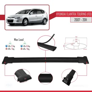 Hyundai Elantra Touring (FD) 2007-2011 Arası ile Uyumlu FLY Model Ara Atkı Tavan Barı SİYAH 3 ADET BAR - Görsel 4