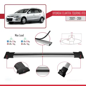 Hyundai Elantra Touring (FD) 2007-2011 Arası ile Uyumlu FLY Model Ara Atkı Tavan Barı GRİ 3 ADET BAR - Görsel 4