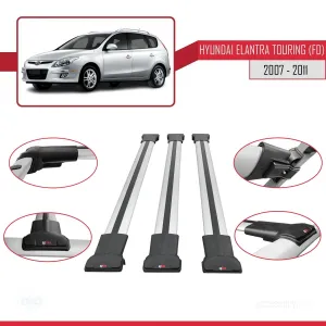 Hyundai Elantra Touring (FD) 2007-2011 Arası ile Uyumlu FLY Model Ara Atkı Tavan Barı GRİ 3 ADET BAR - Görsel 5