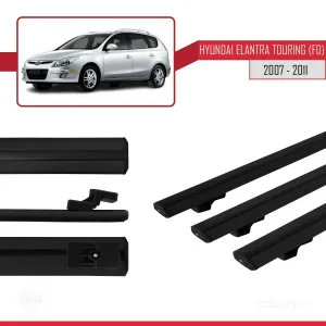 Hyundai Elantra Touring (FD) 2007-2011 Arası ile uyumlu Basic Model Ara Atkı Tavan Barı SİYAH 3 ADET - Görsel 3