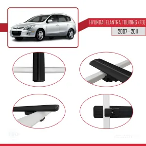 Hyundai Elantra Touring (FD) 2007-2011 Arası ile uyumlu Basic Model Ara Atkı Tavan Barı SİYAH 3 ADET - Görsel 4
