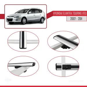 Hyundai Elantra Touring (FD) 2007-2011 Arası ile uyumlu Basic Model Ara Atkı Tavan Barı GRİ 3 ADET thumb 4