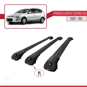 Hyundai Elantra Touring (FD) 2007-2011 Arası ile uyumlu ACE-1 Ara Atkı Tavan Barı SİYAH 3 ADET BAR - Görsel 4