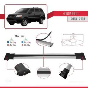 Honda Pilot 2003-2008 Arası ile Uyumlu FLY Model Ara Atkı Tavan Barı GRİ 3 ADET BAR thumb 4