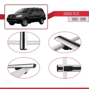 Honda Pilot 2003-2008 Arası ile uyumlu Basic Model Ara Atkı Tavan Barı GRİ 3 ADET thumb 4