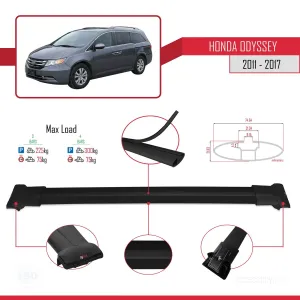 Honda Odyssey 2011-2017 Arası ile Uyumlu FLY Model Ara Atkı Tavan Barı SİYAH 3 ADET BAR thumb 4