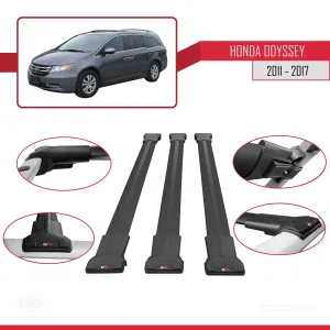 Honda Odyssey 2011-2017 Arası ile Uyumlu FLY Model Ara Atkı Tavan Barı SİYAH 3 ADET BAR thumb 5