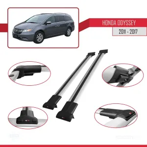 Honda Odyssey 2011-2017 Arası ile uyumlu FLY Model Ara Atkı Tavan Barı GRİ thumb 5