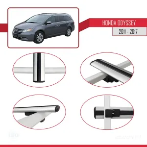 Honda Odyssey 2011-2017 Arası ile uyumlu Basic Model Ara Atkı Tavan Barı GRİ 3 ADET thumb 4