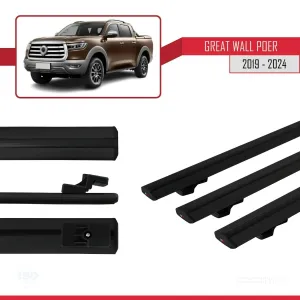 Great Wall Poer 2019 ve Sonrası ile uyumlu Basic Model Ara Atkı Tavan Barı SİYAH 3 ADET thumb 5