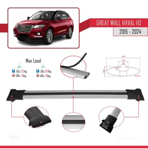 Great Wall Haval H2 2015 ve Sonrası ile Uyumlu FLY Model Ara Atkı Tavan Barı GRİ 3 ADET BAR thumb 4