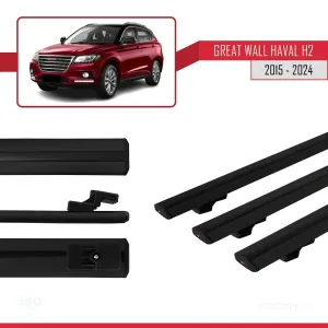 Great Wall Haval H2 2015 ve Sonrası ile uyumlu Basic Model Ara Atkı Tavan Barı SİYAH 3 ADET thumb 5