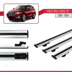 Great Wall Haval H2 2015 ve Sonrası ile uyumlu Basic Model Ara Atkı Tavan Barı GRİ 3 ADET thumb 5