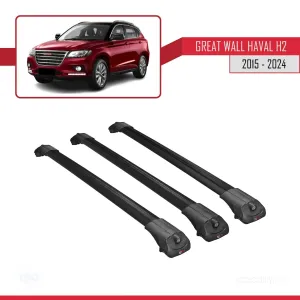 Great Wall Haval H2 2015 ve Sonrası ile uyumlu ACE-1 Ara Atkı Tavan Barı SİYAH 3 ADET BAR thumb 3